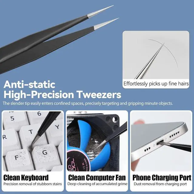 Alt view image 4 of 6 - Keyboard Cleaner kit,Computer Cleaning kit Mechanical Keyboard Cleaning kit | Anti-Static Brush,Small Cleaning Brush, cleaning kit compatible laptop/PC/computer/keyboard/Laptop/camera/Phone/Earbud