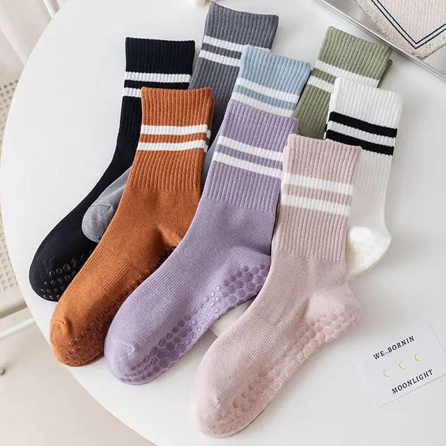 Alt view image 5 of 6 - Tergy 8 Pairs Long Yoga Socks with Grip for Women Anti Skid Gripper Socks No Slip Socks for Pilates, Barre, Dance,Yoga