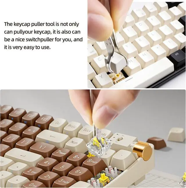 Alt view image 3 of 7 - 1 PCS Keycap Puller Switch Puller with 2 Cleaning Brushes | For Mechanical Keyboard, Fixing & Removal Tool, Stainless Steel