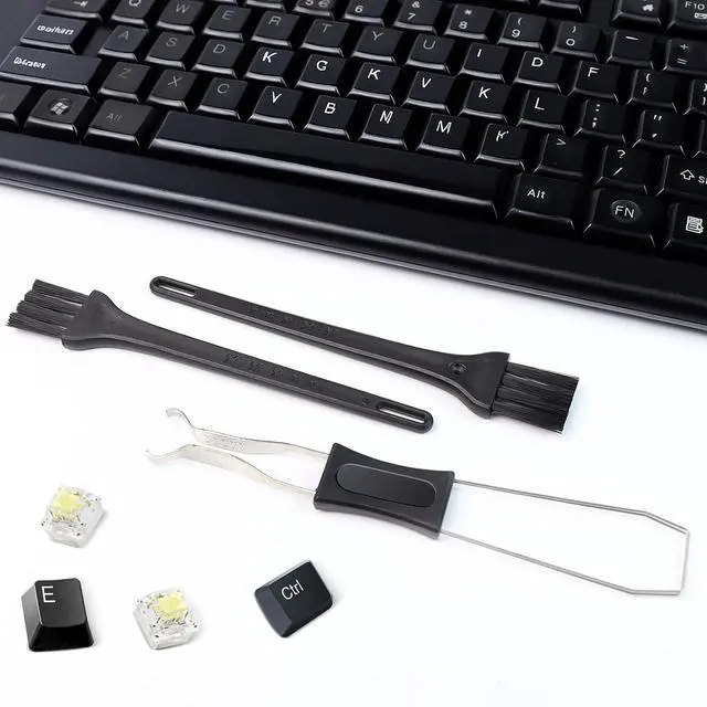 Alt view image 4 of 7 - 1 PCS Keycap Puller Switch Puller with 2 Cleaning Brushes | For Mechanical Keyboard, Fixing & Removal Tool, Stainless Steel