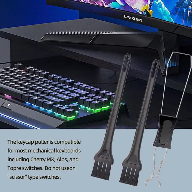 Alt view image 7 of 7 - 1 PCS Keycap Puller Switch Puller with 2 Cleaning Brushes | For Mechanical Keyboard, Fixing & Removal Tool, Stainless Steel