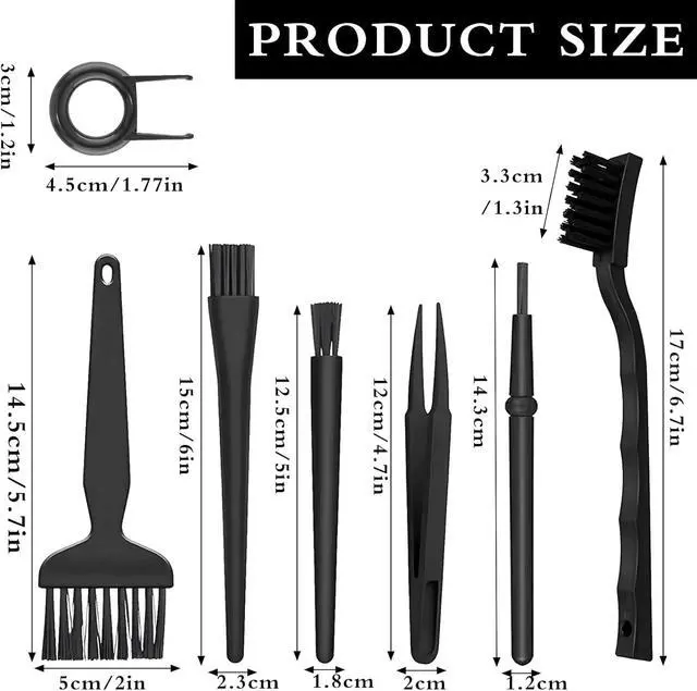 Alt view image 2 of 6 - 8 PCS Keyboard Cleaning Brushes Kit, Small Portable Anti Static Electronic Dust Cleaning Brush for Computer PC Keyboard Laptop Motherboard Camera Small Space(Black, Set of 8)