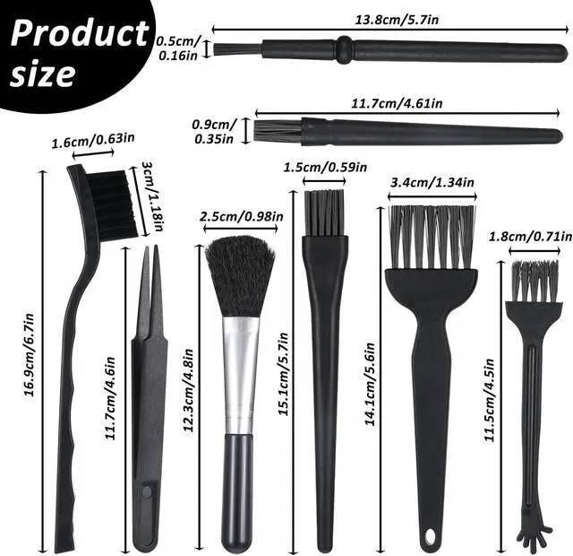 Alt view image 2 of 7 - 8 PCS Keyboard Brush for Pc Electronic Cleaning Brushes Computer Cleaning Kit for Laptop Keyboard Camera Computer (Black)