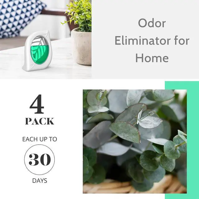 Alt view image 4 of 5 - Air Freshener for Home, 4 Pack, Eucalyptus & Mint, Odor Eliminator for Small Area Closets Bathroom Pets Strong Odor, Up to 120 Days