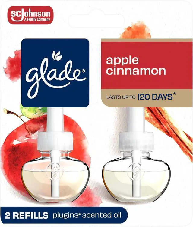 Main image of Glade PlugIns Refills Air Freshener, Scented and Essential Oils for Home and Bathroom, Apple Cinnamon, 1.34 Fl Oz, 2 Count