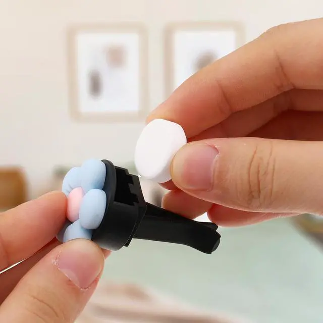 Alt view image 5 of 7 - 60Pcs Car Air Vent Clip Replacement Pads Unscented Essential Oil Perfumes Refill Pads for Car Air Freshener Clips Diffuser 17mm White Refill Replacement for Custom Fragrance