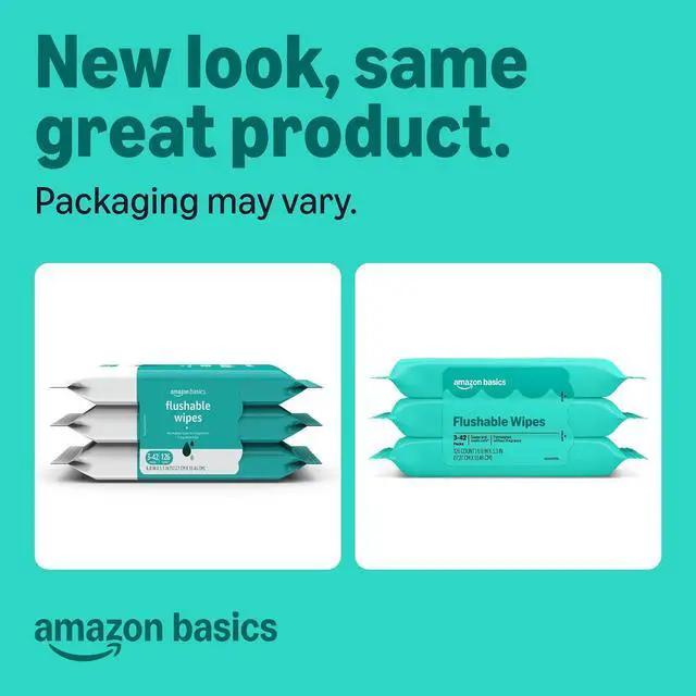 Alt view image 2 of 5 - Amazon Basics Flushable Wipes, Fragrance Free, Adult Wet Wipes,126 Count (3 Packs of 42), Packaging May Vary