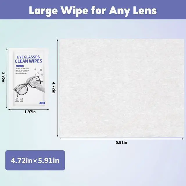 Alt view image 2 of 7 - 200 Pk Individually Pre-Moistened Eyeglass Cleaning Wipes 4.72"×5.91" | Individually Wrapped Lens Cleaner for Glasses, Camera, Phone, Computer & Laptop Screens, Streak-Free Safe Formula
