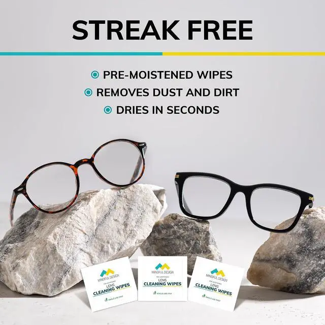 Alt view image 4 of 5 - Mindful Design Lens Cleaning Wipes for Eyeglasses, 210ct - Individually Wrapped, Eye Glass Cleaning, Lens Wipes for Glasses/Sunglasses, Packaging May Vary