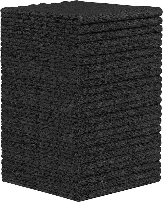 Main image of Orighty Microfiber Cleaning Cloth - 24 Pack, Black Cleaning Rags 12x11 inch | Microfiber Towels for Cars, Highly Absorbent Household Cleaning Supplies, Reusable Lint Free Cloths for House, Kitchen