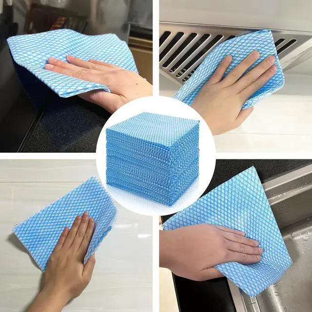 Alt view image 6 of 6 - GUYUANGLO Disposable Dish Cloths Heavy Duty Disposable Cleaning Towels and Dish Cloths Dish Rags for Kitchen,13.78 x 15.75 inches- 50 Counts/Pack,Blue