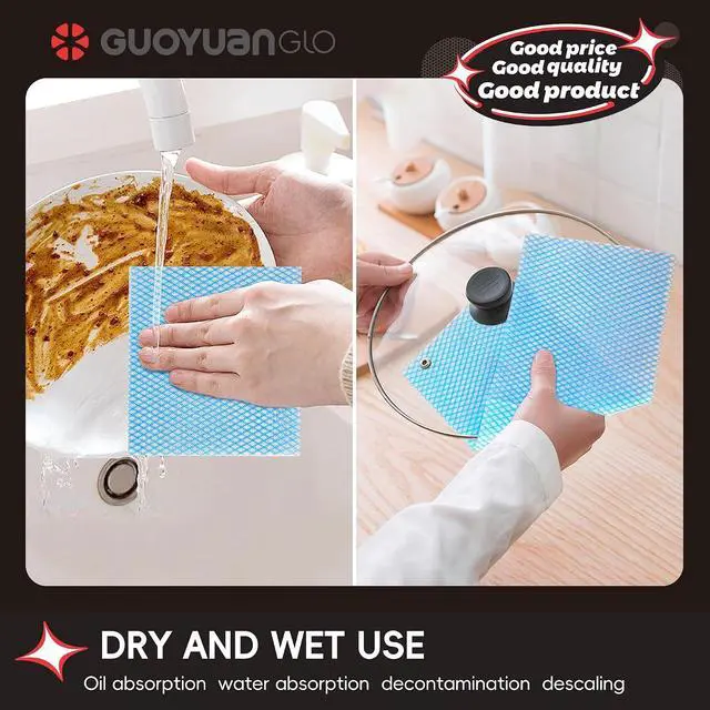 Alt view image 4 of 6 - GUYUANGLO Disposable Dish Cloths Heavy Duty Disposable Cleaning Towels and Dish Cloths Dish Rags for Kitchen,13.78 x 15.75 inches- 50 Counts/Pack,Blue
