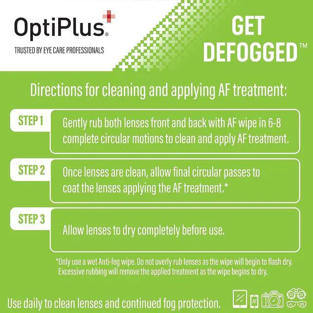 Alt view image 7 of 7 - OptiPlus Anti Fog Lens Wipes l Pre-Moistened l Cleaning Wipes for Glasses, Laptops Screens, Smart Phones, Optical Lens, Goggles, Watch Screen and More l Defogging, Quick-Dry & Scratch-Free l 60 Count