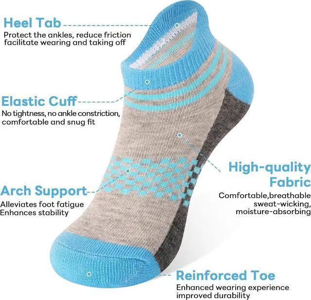 Alt view image 4 of 7 - ZERULETS Kids Socks 12 Pairs Boys Ankle Low Cut Athletic Socks 1-14 Years | Half Cushion, Arch Support, Heel Tab, Soft Short Socks, Breathable