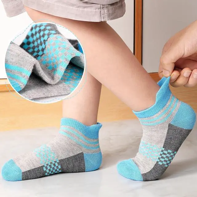 Alt view image 2 of 7 - ZERULETS Kids Socks 12 Pairs Boys Ankle Low Cut Athletic Socks 1-14 Years | Half Cushion, Arch Support, Heel Tab, Soft Short Socks, Breathable
