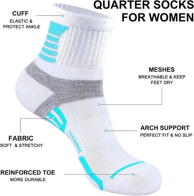 Alt view image 4 of 6 - shnn 12 Pairs Womens Ankle Socks Lightweight Breathable Casual Mini Crew Quarter Socks For Women