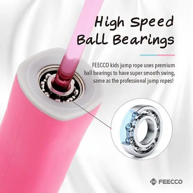 Alt view image 2 of 7 - FEECCO Jump Rope for Kids, Pink and Blue Colored Jump Ropes for Girls and Boys 3~12 Years Old, with Adjustable Length Rope and Skin Friendly Silicone Handles