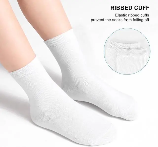 Alt view image 5 of 7 - Kids Socks 12 Pairs Crew Socks for Toddler Boys Girls 1-14 Years | School Athletic Mid Cut Socks, Breathable, Lightweight, Multipack Black White, Indoor & Outdoor