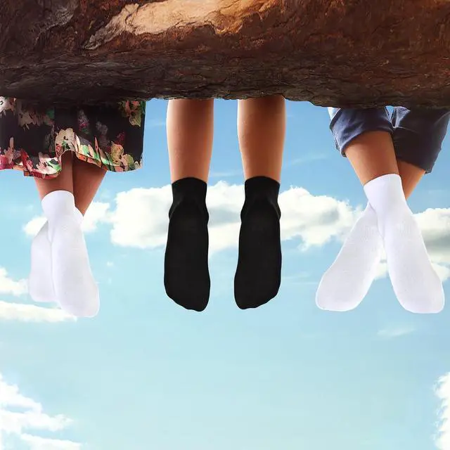 Alt view image 2 of 7 - Kids Socks 12 Pairs Crew Socks for Toddler Boys Girls 1-14 Years | School Athletic Mid Cut Socks, Breathable, Lightweight, Multipack Black White, Indoor & Outdoor