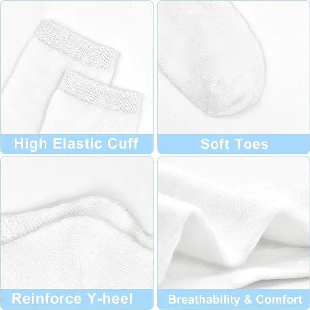 Alt view image 4 of 7 - Kids Socks 12 Pairs Crew Socks for Toddler Boys Girls 1-14 Years | School Athletic Mid Cut Socks, Breathable, Lightweight, Multipack Black White, Indoor & Outdoor