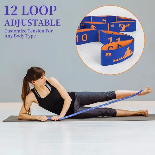 Alt view image 3 of 7 - Elastic Yoga Stretching Strap with Loops, CEILIWEN Stretch Straps for Physical Therapy, Pilates Stretch Band, Elastic Exercise Bands, Leg Stretching Strap, Stretch Resistance Bands for Exercise