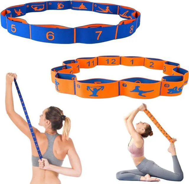 Main image of Elastic Yoga Stretching Strap with Loops, CEILIWEN Stretch Straps for Physical Therapy, Pilates Stretch Band, Elastic Exercise Bands, Leg Stretching Strap, Stretch Resistance Bands for Exercise
