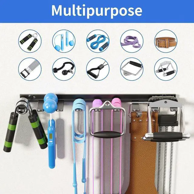 Alt view image 6 of 7 - niffgaff Home Gym Storage Rack Organizer - Multi-Purpose Black Fitness Equipment Rack for Bands, Lifting Belts, Accessories