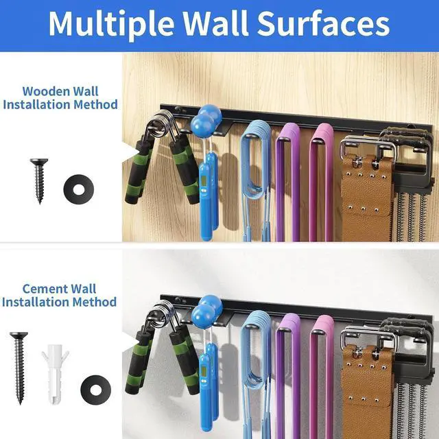 Alt view image 7 of 7 - niffgaff Home Gym Storage Rack Organizer - Multi-Purpose Black Fitness Equipment Rack for Bands, Lifting Belts, Accessories