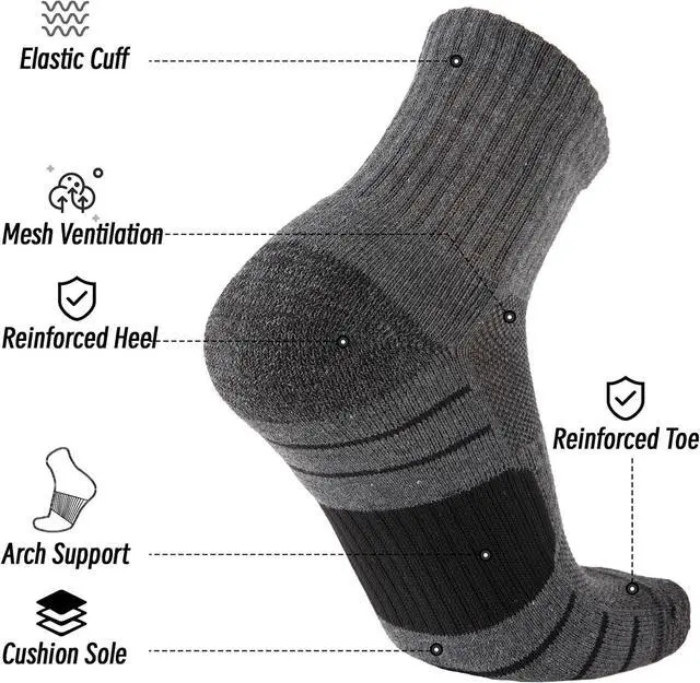 Alt view image 3 of 7 - Heatuff Men's Athletic Ankle Socks Cushioned Quarter Running Mini Crew Socks for Men 6 Pairs
