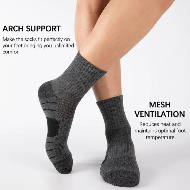 Alt view image 5 of 7 - Heatuff Men's Athletic Ankle Socks Cushioned Quarter Running Mini Crew Socks for Men 6 Pairs