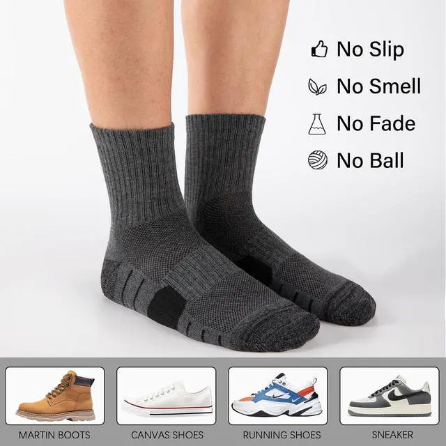 Alt view image 6 of 7 - Heatuff Men's Athletic Ankle Socks Cushioned Quarter Running Mini Crew Socks for Men 6 Pairs