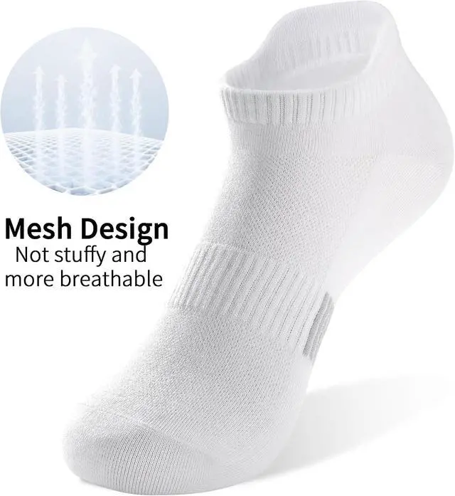 Alt view image 4 of 7 - 6 Pairs Ankle Socks for Women Athletic Running Socks with Tab 6-11 | Soft Cotton, Women Low Cut Tennis Sports Socks, Short Yoga Pilates Workout Sneaker Socks, Lightweight, Size 6-9 9-11