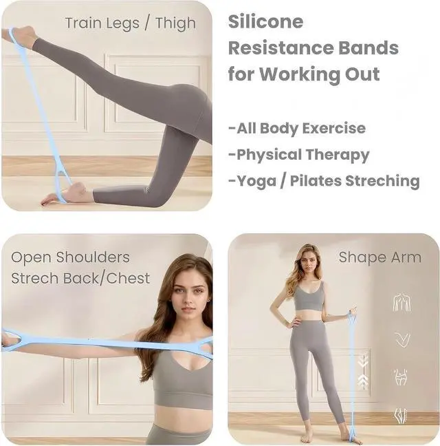 Alt view image 6 of 7 - Resistance Bands for Working Out 6 Pack Resistance Bands for Arms,Elastic Pilates Flexbands for Physical Therapy Yoga, Stretch Exercice Loop Bands for Booty Legs