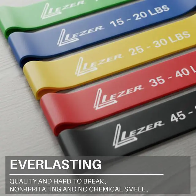 Alt view image 4 of 6 - LEZER Resistance Loop Bands for Exercise Workout, Elastic Band, Stretch, Home Gym Fitness, Strength Training, Physical Therapy, Yoga, Women, Men, with Instruction and Carry Bag, Set of 5
