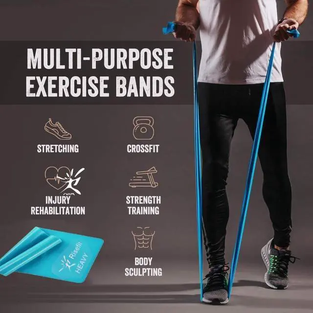Alt view image 4 of 7 - Therapy Flat Resistance Bands Set, Latex Free Flat Elastic Exercise Stretch Bands for Stretching, Flexibility, Pilates, Yoga, Ballet, Gymnastics, Rehab, Workout, Pink, Purple, Blue (3 Pack, 5 FT long)