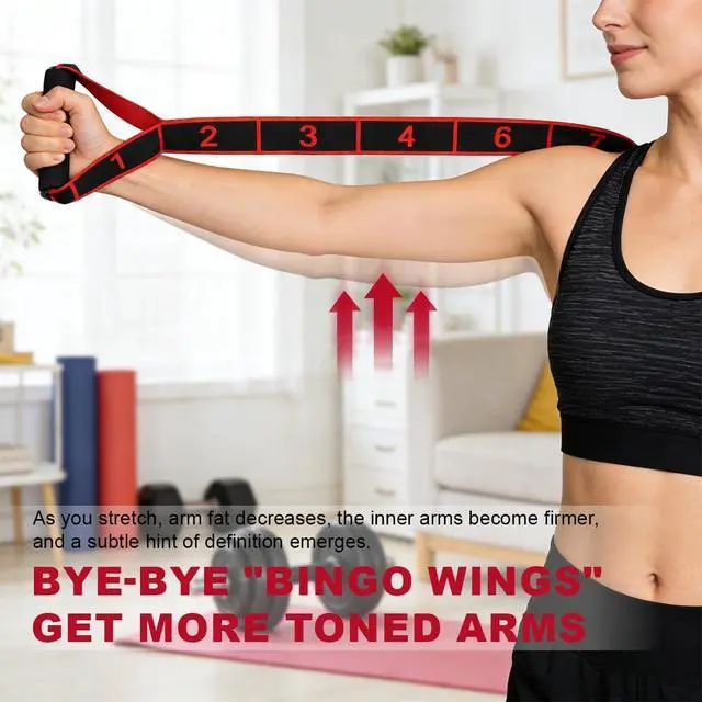 Alt view image 3 of 7 - Fitness Resistance Band for Stretching and Yoga, Number Stretch Resistance Band with Clear Markings & Handles, 8-Segment Elastic Pull Rope for Pilates & Full Body Workout, Home Gym Equipment for Women