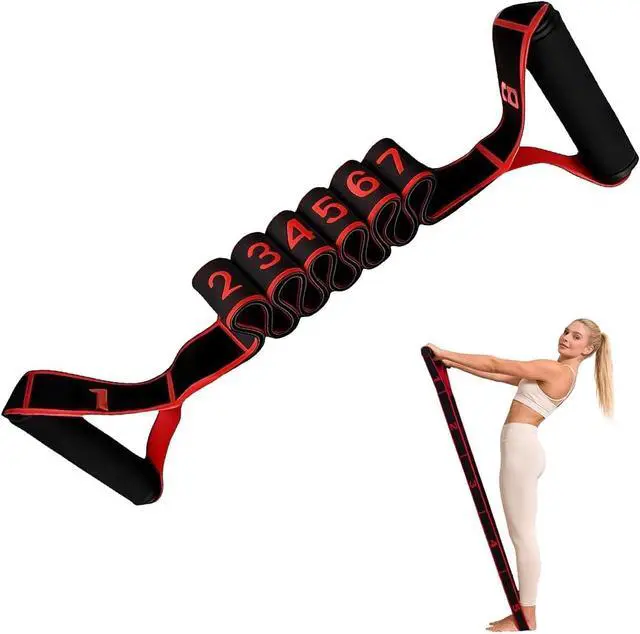 Alt view image 7 of 7 - Fitness Resistance Band for Stretching and Yoga, Number Stretch Resistance Band with Clear Markings & Handles, 8-Segment Elastic Pull Rope for Pilates & Full Body Workout, Home Gym Equipment for Women