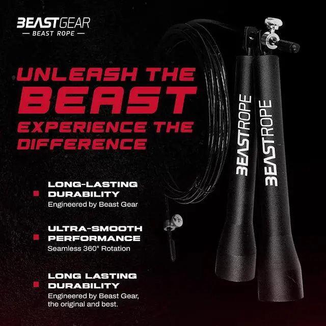 Alt view image 3 of 7 - Beast Gear Jump Rope, Jump Ropes for Fitness, Premium Aluminium Skipping Rope for Men Women - Boxing, MMA, HIIT, Strength Training & Double Unders