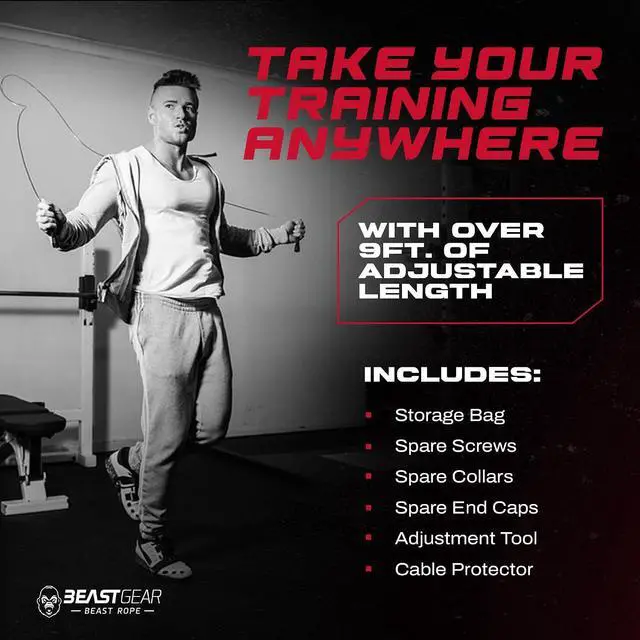 Alt view image 5 of 7 - Beast Gear Jump Rope, Jump Ropes for Fitness, Premium Aluminium Skipping Rope for Men Women - Boxing, MMA, HIIT, Strength Training & Double Unders