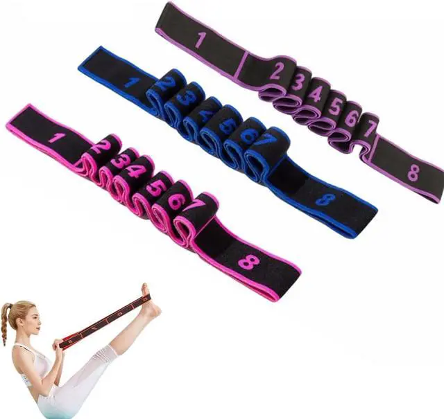 Main image of Fitness Resistance Band for Stretching and Yoga, Number Stretch Resistance Band with Clear Markings, 8-Section Elastic Training Bands for Full Body Stretching Shaping