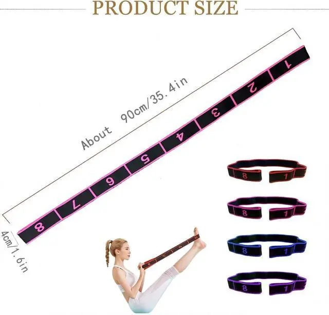 Alt view image 6 of 6 - Fitness Resistance Band for Stretching and Yoga, Number Stretch Resistance Band with Clear Markings, 8-Section Elastic Training Bands for Full Body Stretching Shaping