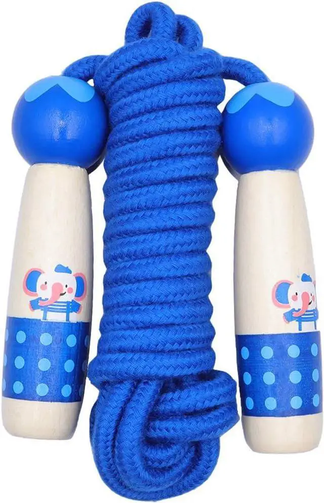 Main image of Jump Rope for Kids Adjustable Length Cotton Rope with Wooden Handle for Boys and Girls Sport Fitness Exercise