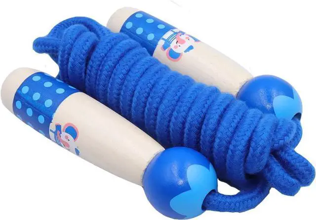 Alt view image 2 of 6 - Jump Rope for Kids Adjustable Length Cotton Rope with Wooden Handle for Boys and Girls Sport Fitness Exercise