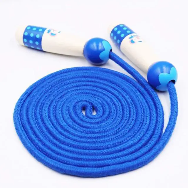 Alt view image 3 of 6 - Jump Rope for Kids Adjustable Length Cotton Rope with Wooden Handle for Boys and Girls Sport Fitness Exercise