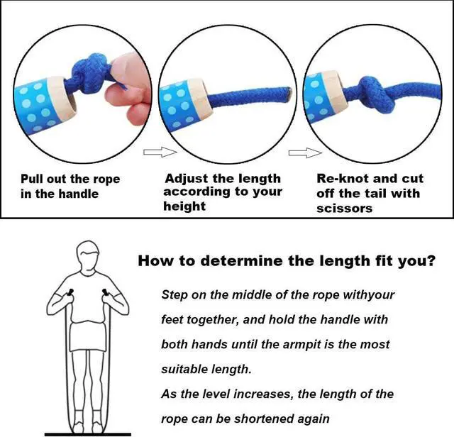 Alt view image 5 of 6 - Jump Rope for Kids Adjustable Length Cotton Rope with Wooden Handle for Boys and Girls Sport Fitness Exercise