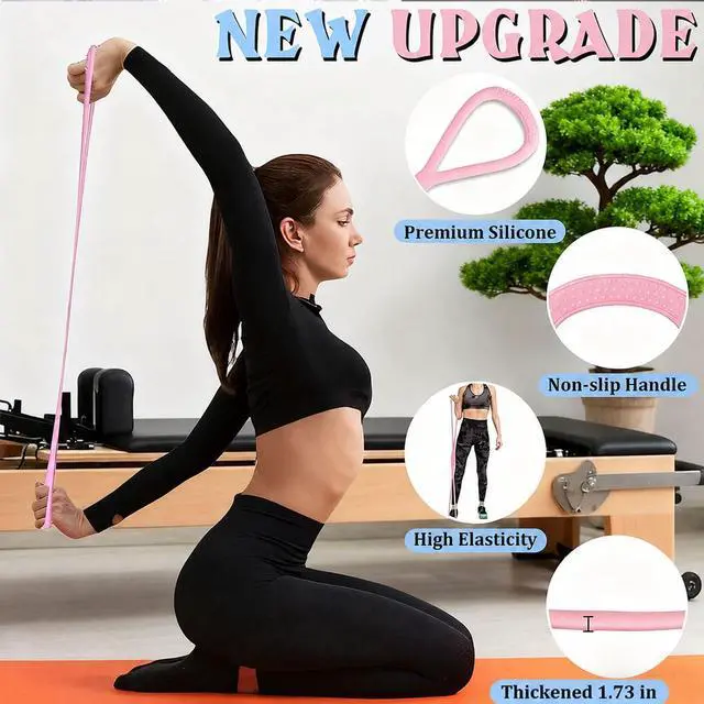 Alt view image 3 of 7 - Resistance Bands with Handles,Figure 8 Resistance Band Elastic Fitness Bands Exercise Band for Home Yoga Gym Workout