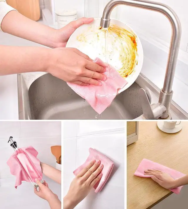 Alt view image 2 of 7 - KitchLife Microfiber Cleaning Cloth Roll - Tear-Away Reusable Microfiber Paper Towels, Lint-Free, Washable, 20 Sheets for Kitchen, Car, Dishes, and Sensitive Surfaces (Pink)