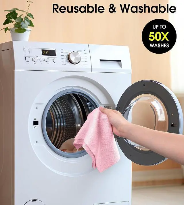 Alt view image 7 of 7 - KitchLife Microfiber Cleaning Cloth Roll - Tear-Away Reusable Microfiber Paper Towels, Lint-Free, Washable, 20 Sheets for Kitchen, Car, Dishes, and Sensitive Surfaces (Pink)