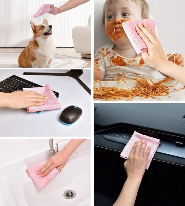 Alt view image 6 of 7 - KitchLife Microfiber Cleaning Cloth Roll - Tear-Away Reusable Microfiber Paper Towels, Lint-Free, Washable, 20 Sheets for Kitchen, Car, Dishes, and Sensitive Surfaces (Pink)