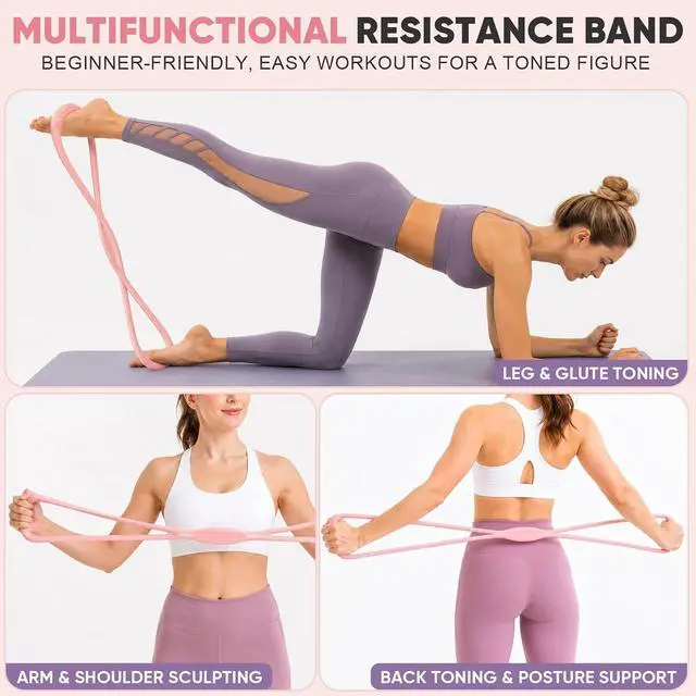 Alt view image 2 of 7 - Figure 8 Resistance Bands, Exercise Bands for Stretching, 1Pcs | Fit Arms, Shoulder, Leg & Back, Non-Slip Handles, Home Gym, Yoga & Physical Therapy - Toning, Posture Correction,Women & Men